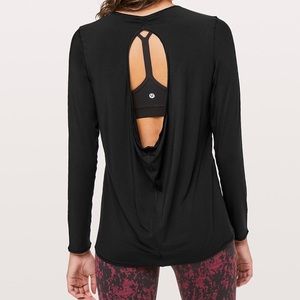 NWT Lululemon Timeless Twist Long Sleeve ~ Sz 2 ~ Black ~ open back